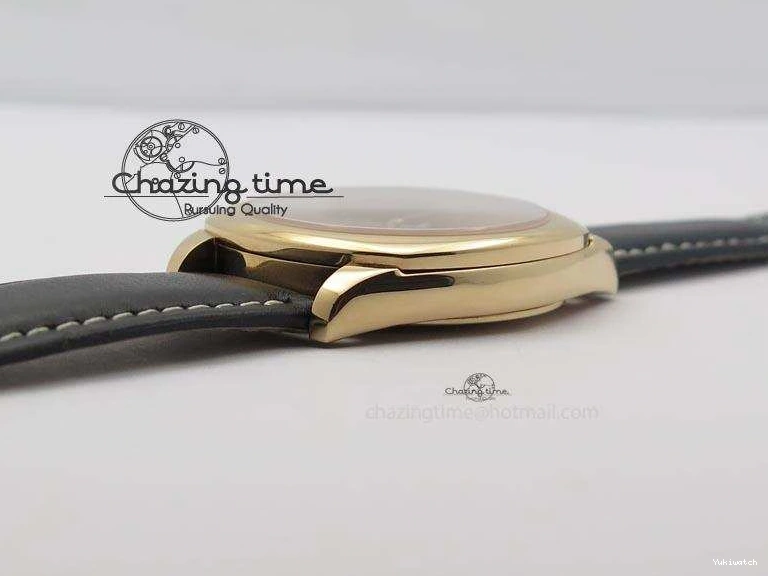 A2824 Cellini Markers Numeral Leather Date RG Rose Black Dial On Gold Strap 0721